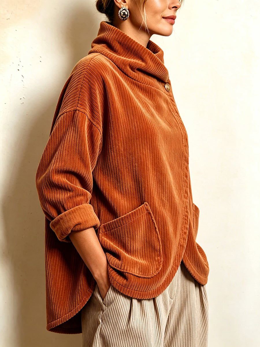 Sisuda  - Veste Asymétrique en Velours Côtelé À Boutons