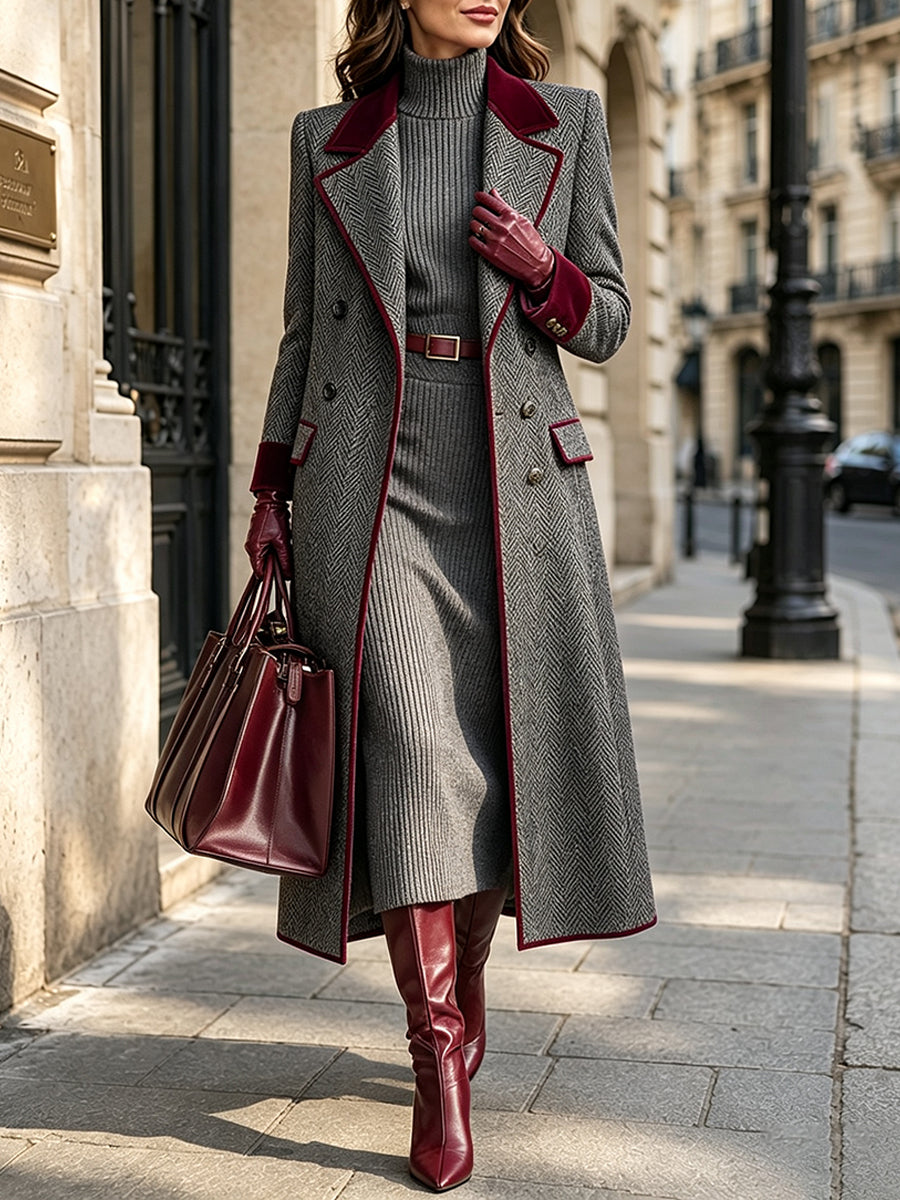 Tanesha - Manteau Long Élégant en Mélange De Laine