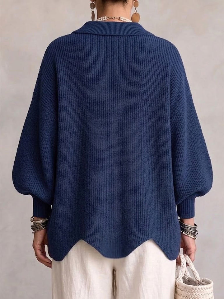 Shiryl - Long Sleeve Collared Button Up Knit Cardigan