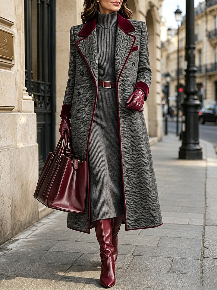 Tanesha - Manteau Long Élégant en Mélange De Laine