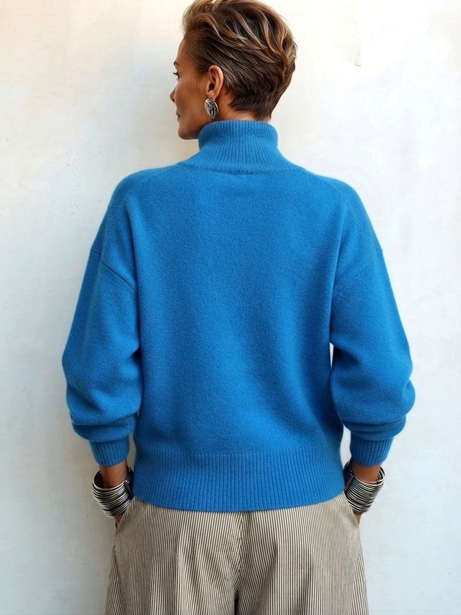 Lylian - Pull à Col Roulé à Manches Longues et Bordure Boutonnée