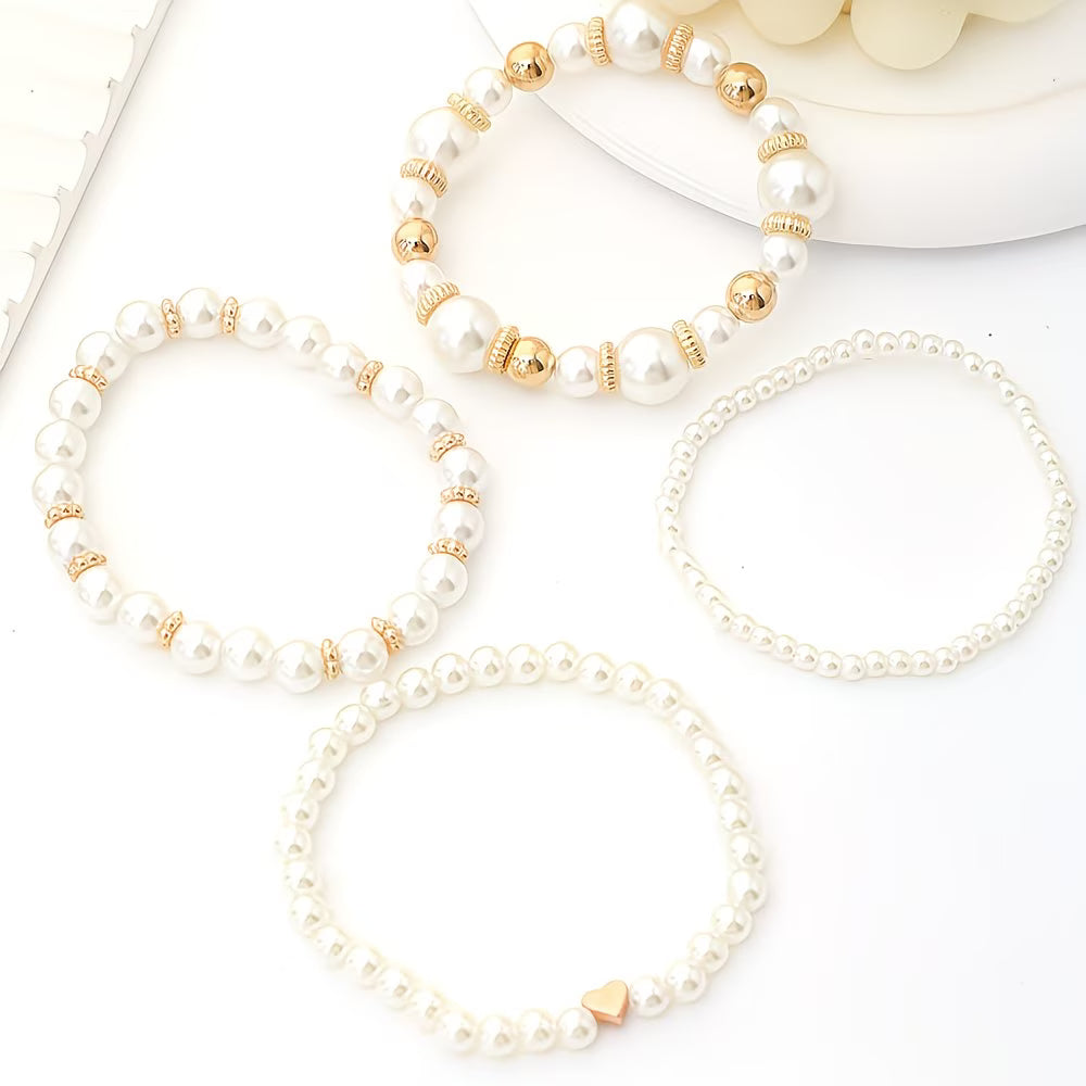 Adelen - Lot De 4 Bracelets Superposables en Perles