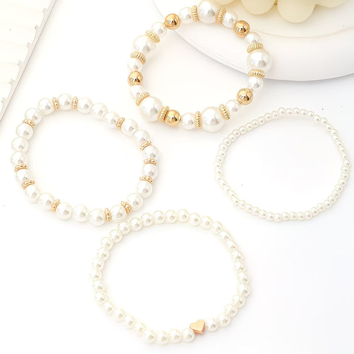 Adelen - Lot De 4 Bracelets Superposables en Perles
