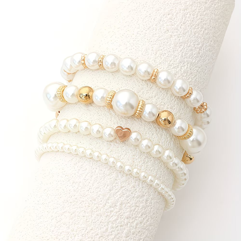 Adelen - Lot De 4 Bracelets Superposables en Perles