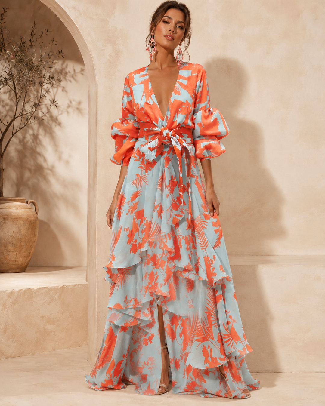 Liaya - Robe Élégante « Jardin De Corail »