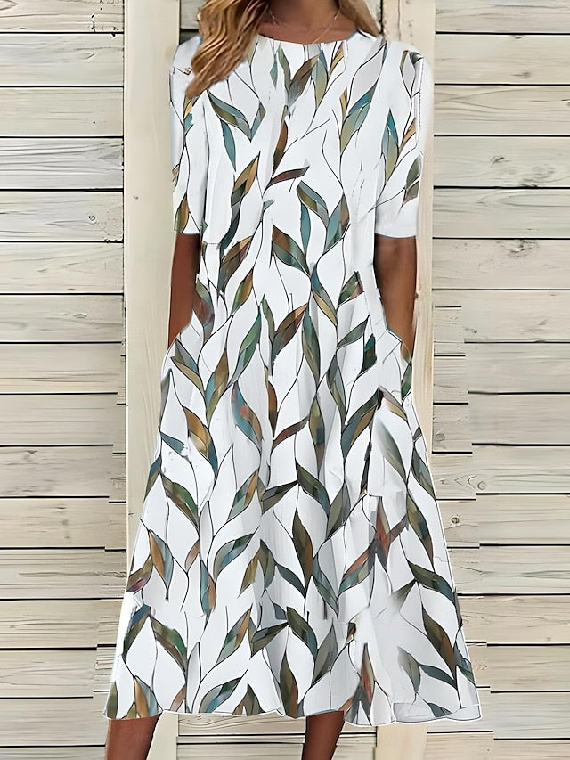 Kwanza - Robe mi-Longue Fluide à Imprimé Floral