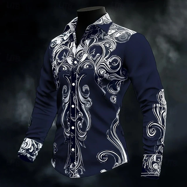 Leighton - Chemise Boutonnée à Motif Baroque Vintage