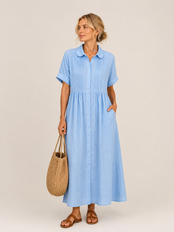 Anjali - Robe mi-Longue Style Chemise d'été