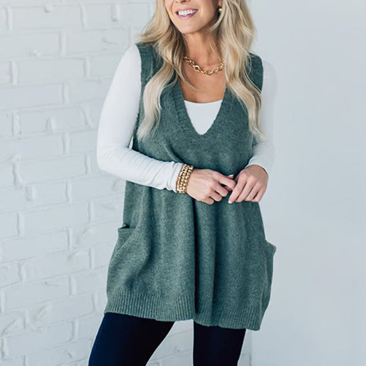 Ovidia - Gilet ample en Maille avec Poches
