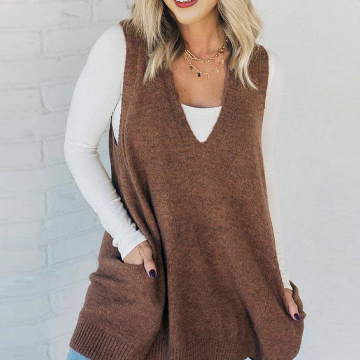Ovidia - Gilet ample en Maille avec Poches