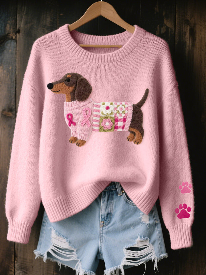 Naoni - Pull Tricoté Avec Motif Teckel en Feutre De Laine