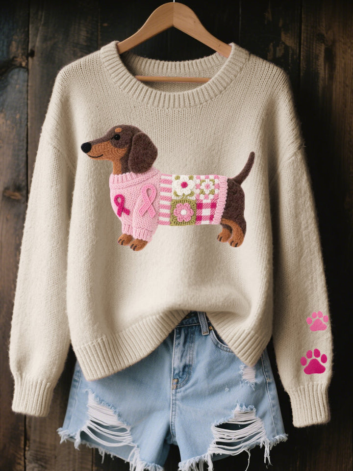 Naoni - Pull Tricoté Avec Motif Teckel en Feutre De Laine