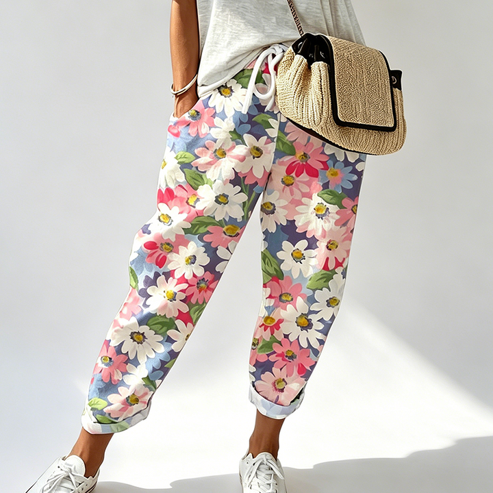 Leyza - Pantalon Fuselé à Imprimé Floral