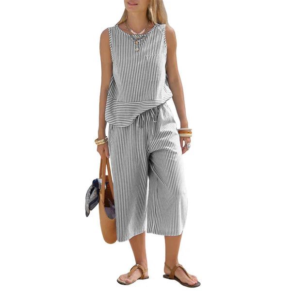 Lynija - Ensemble Haut Sans Manches Rayé Et Pantalon