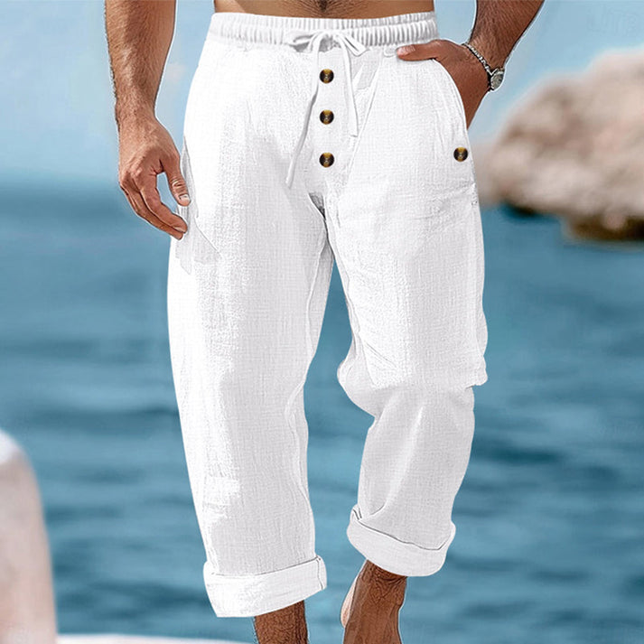Devillier - Pantalon Décontracté en Lin à Cordon de Serrage