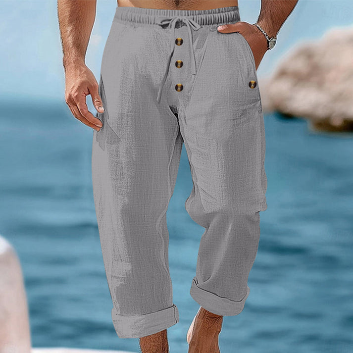Devillier - Pantalon Décontracté en Lin à Cordon de Serrage