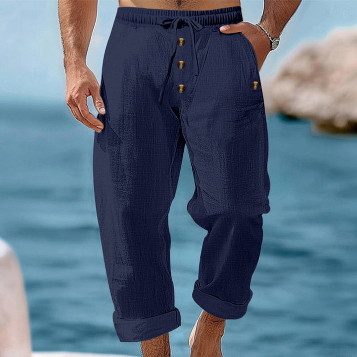 Devillier - Pantalon Décontracté en Lin à Cordon de Serrage