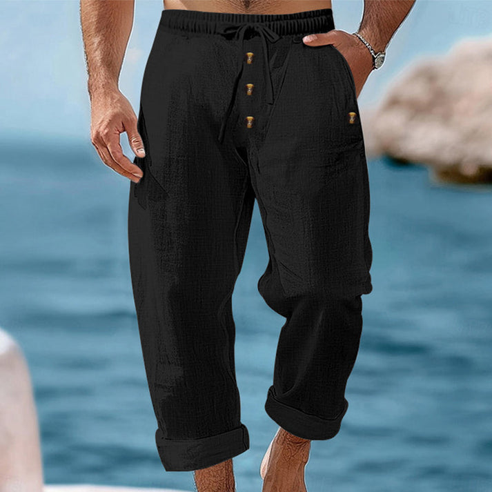 Devillier - Pantalon Décontracté en Lin à Cordon de Serrage