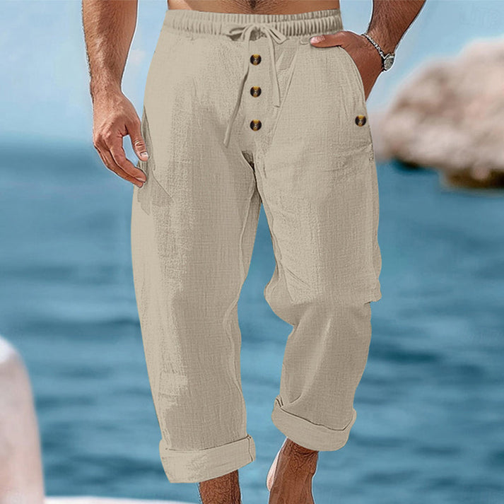 Devillier - Pantalon Décontracté en Lin à Cordon de Serrage