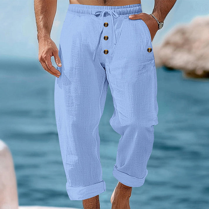Devillier - Pantalon Décontracté en Lin à Cordon de Serrage