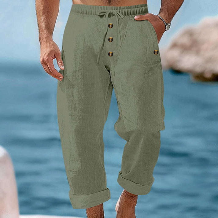 Devillier - Pantalon Décontracté en Lin à Cordon de Serrage
