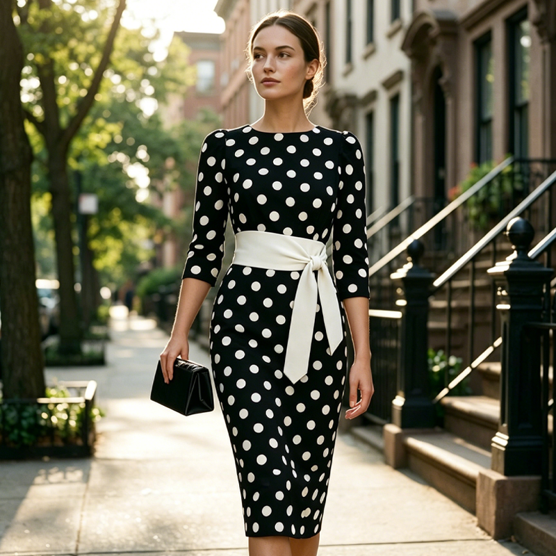 Konila - Robe Rétro élégante à Pois