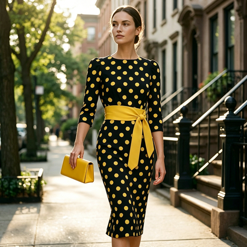 Konila - Robe Rétro élégante à Pois