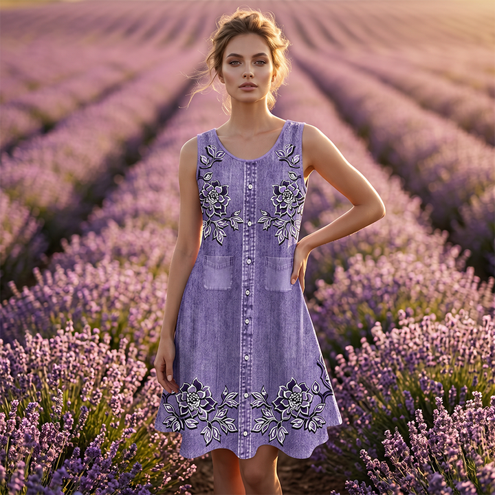 Carien - Robe Sans Manches à Motifs Floraux