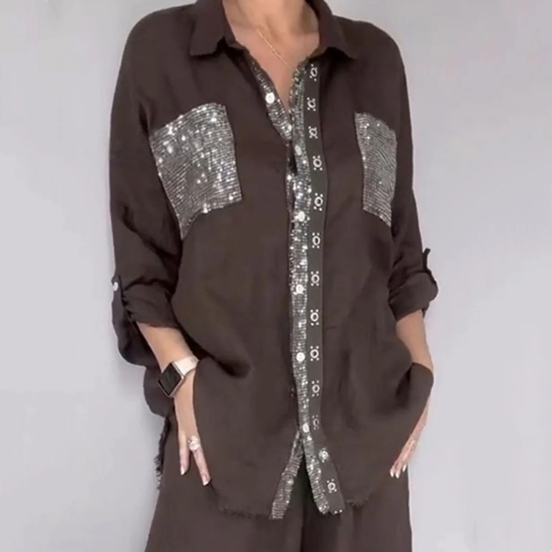 Lizy - Ensemble Chemisier Et Pantalon à Paillettes