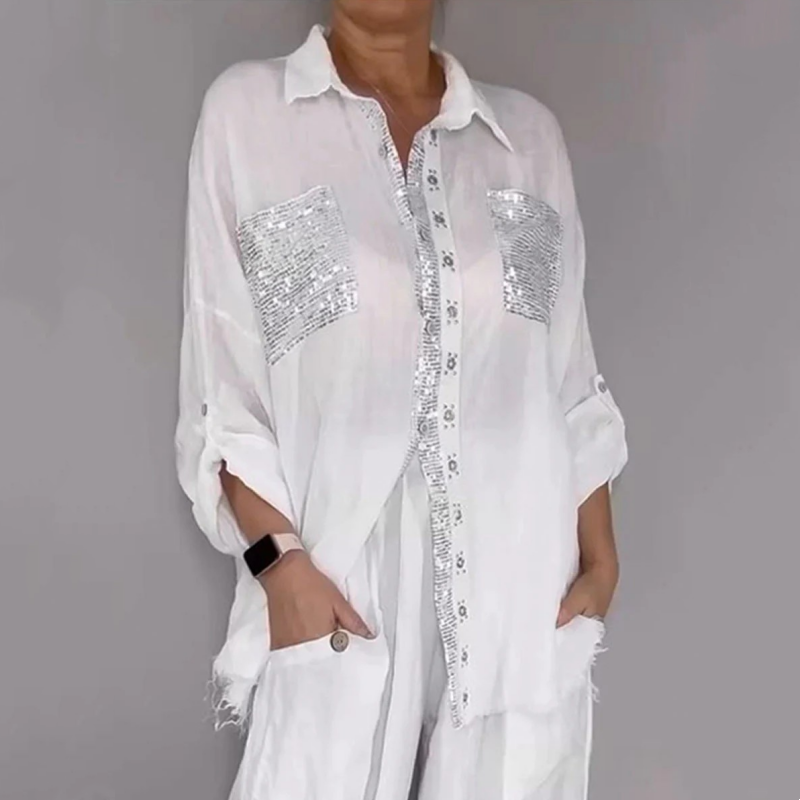 Lizy - Ensemble Chemisier Et Pantalon à Paillettes