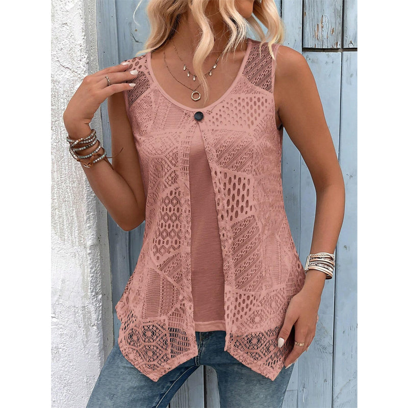 Raima - Cardigan Sans Manches AU Crochet, Ouvert Sur Le Devant