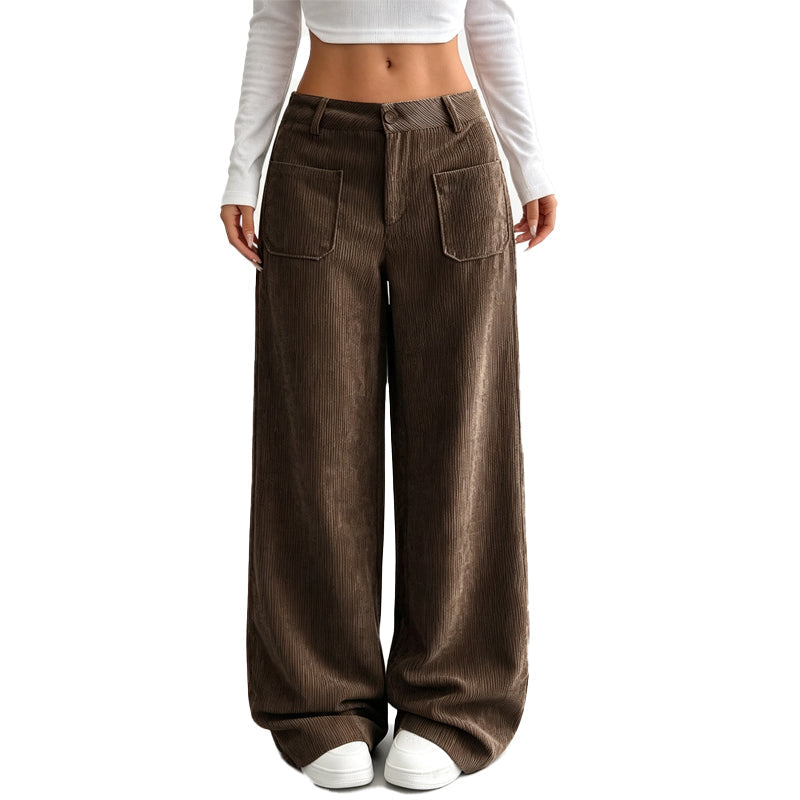 Jina - Pantalon À Jambes Larges Avec Poches Avant