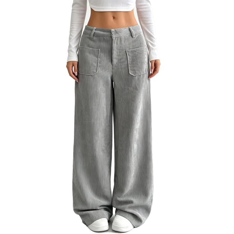 Jina - Pantalon À Jambes Larges Avec Poches Avant