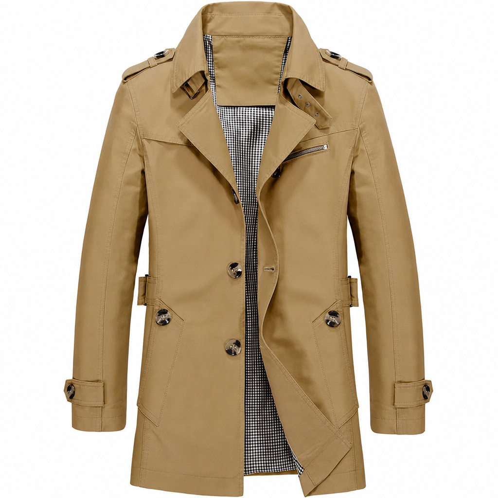 Alpaslan - Manteau à Col Cranté et Fermeture à Boutons