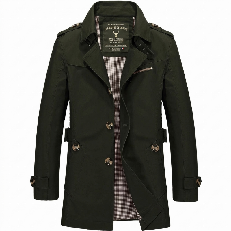 Alpaslan - Manteau à Col Cranté et Fermeture à Boutons