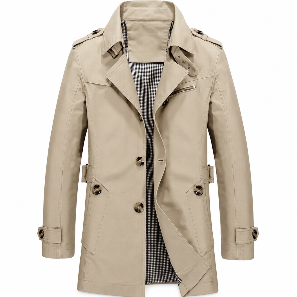 Alpaslan - Manteau à Col Cranté et Fermeture à Boutons