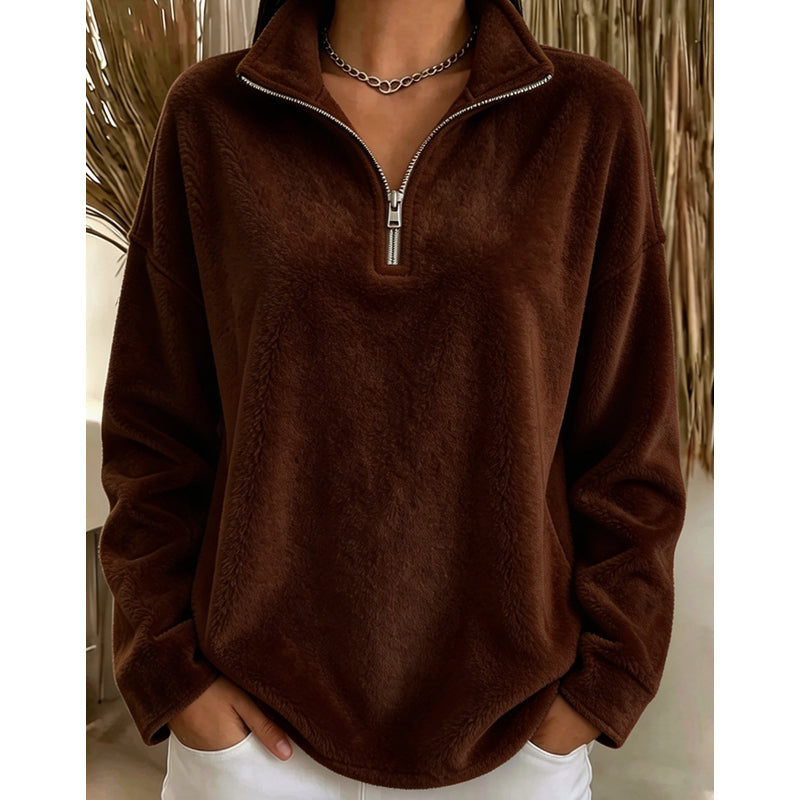 Akino - Pull en Polaire à Demi Zip et Col