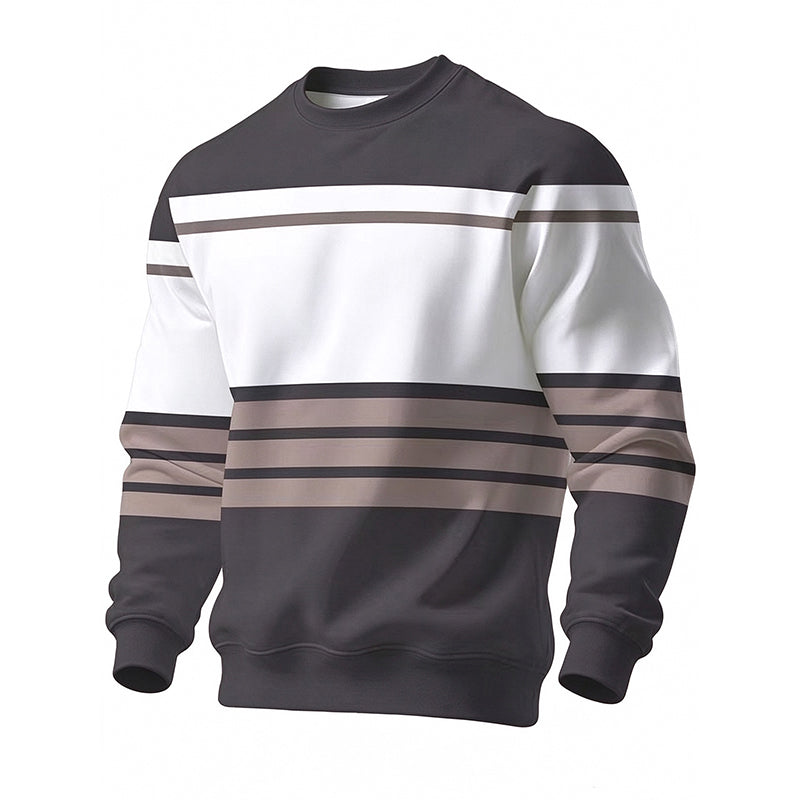 Wayale - Sweat Shirt Décontracté À Col Rond Et Rayé