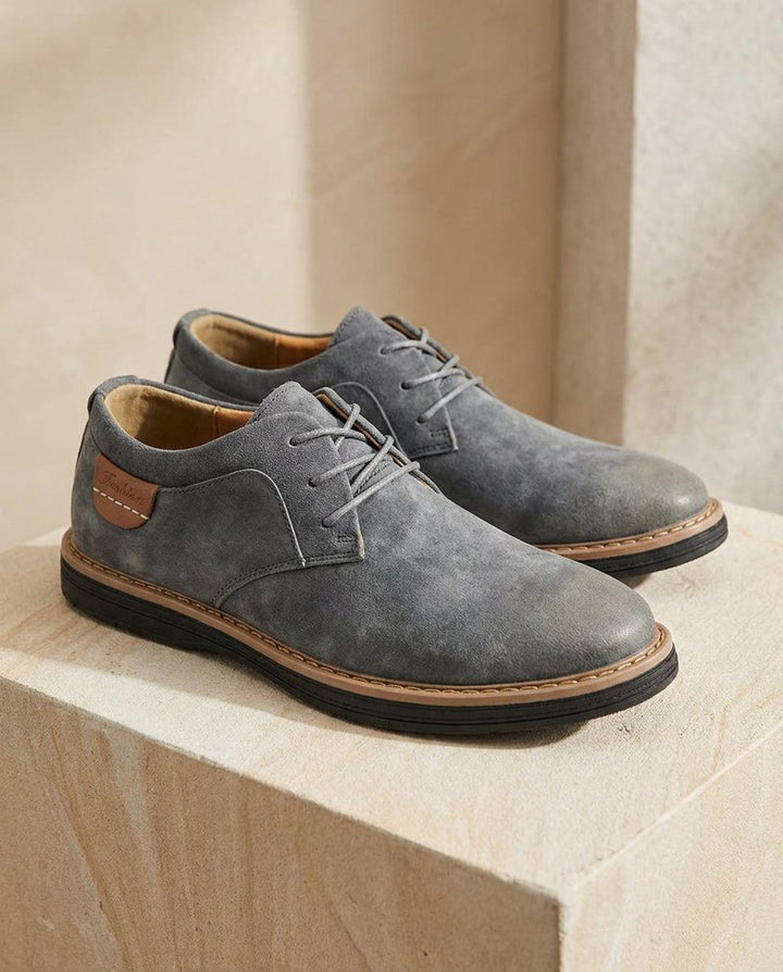 Erling - Chaussures À Lacets en Daim Avec Surpiqûres Contrastées