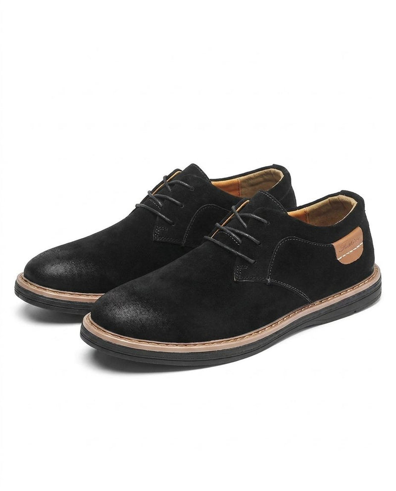 Erling - Chaussures À Lacets en Daim Avec Surpiqûres Contrastées