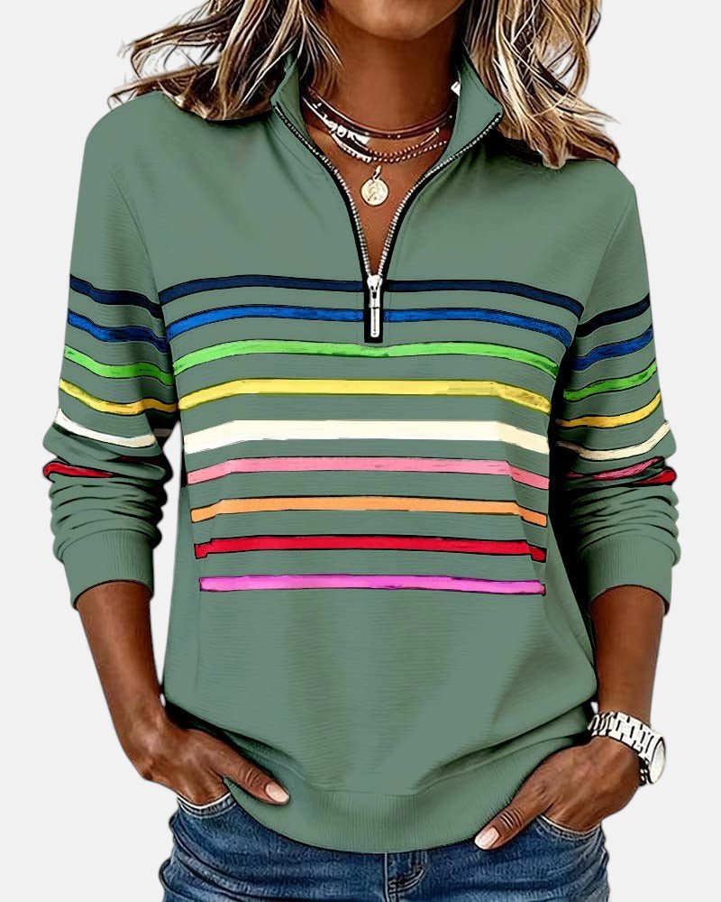 Mourinda - Sweat Shirt Rayé Aux Manches Trois Quarts
