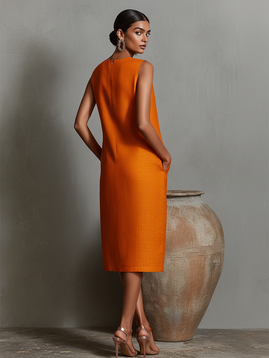 Katalina - Robe Fourreau En Lin Avec Poches
