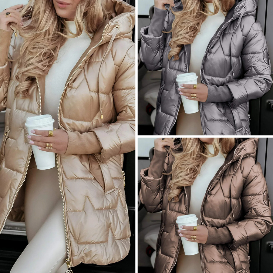 Mageina - Manteau D'hiver Élégant Avec Capuche Et Rembourrage