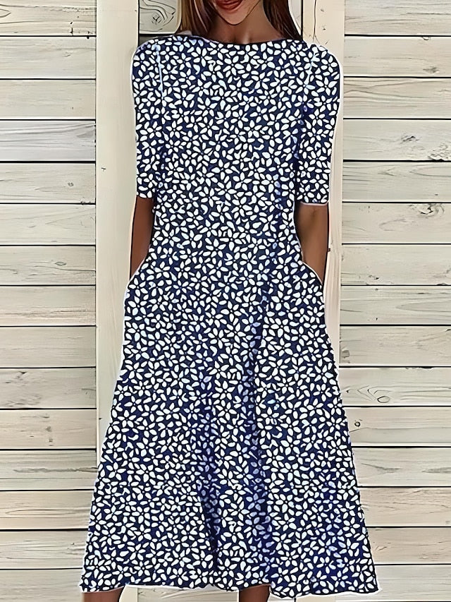 Kwanza - Robe mi-Longue Fluide à Imprimé Floral